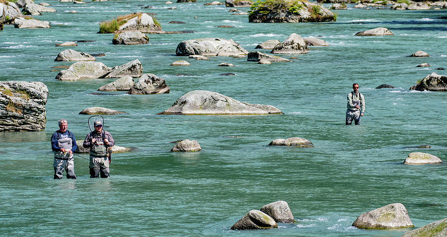 Fly Fishing in Chilkoot River, Alaska Photograph by Marcy Wielfaert