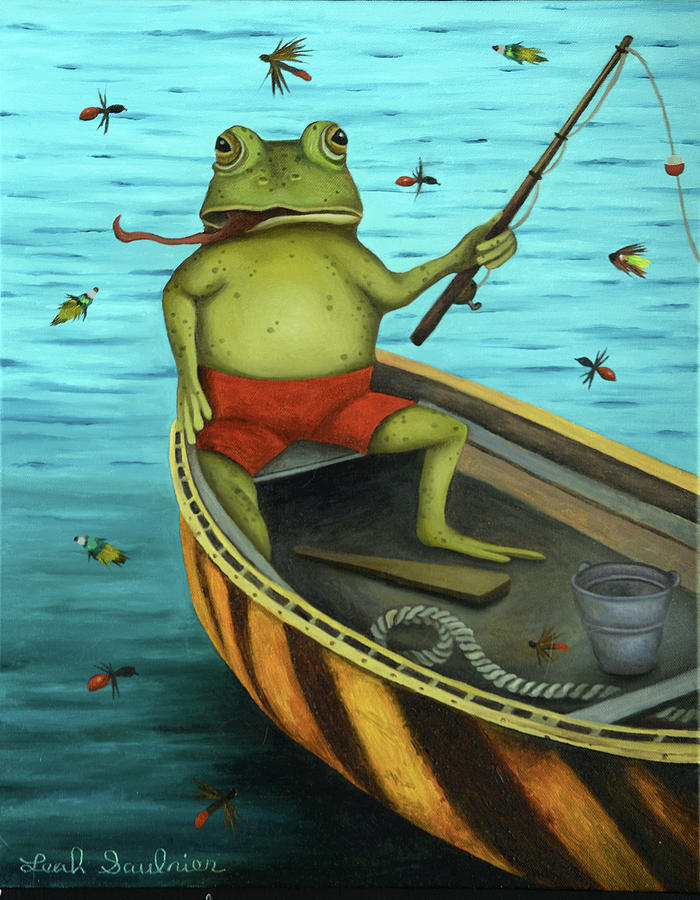 Fish Painting - Fly Fishing by Leah Saulnier The Painting Maniac