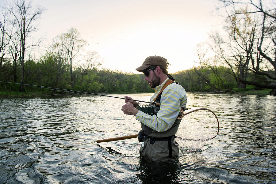Flyfishing At Sunset During A Caddis Emergence Photograph by Cavan Images -  Pixels
