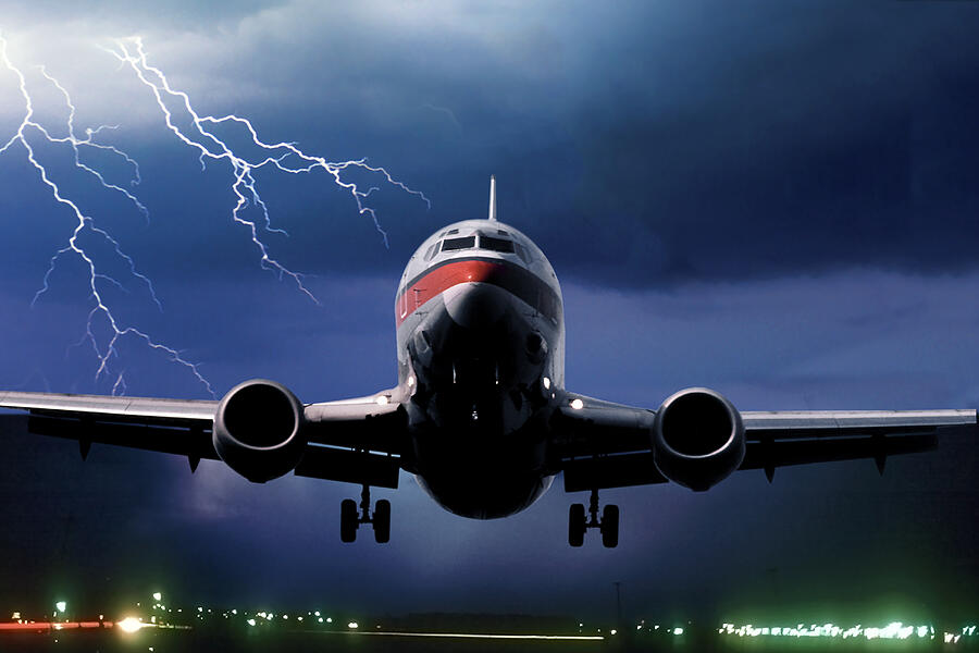 Takeoff Before the Storm Mixed Media by Erik Simonsen