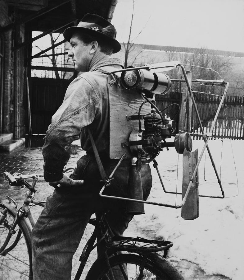 Flying Bicycle On February 1953 Photograph by Keystone-france