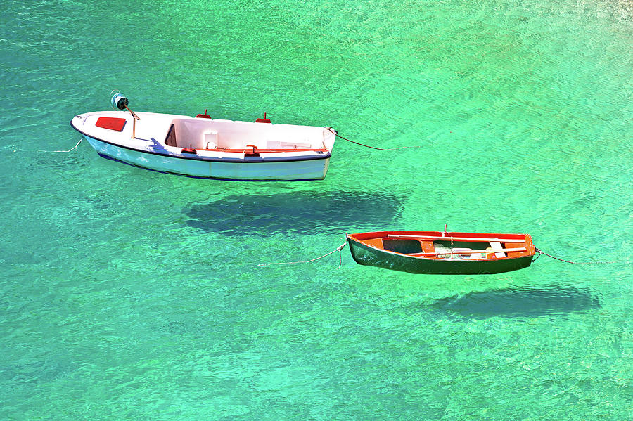 Flying boats on turquoise sea aerial view Photograph by Brch Photography