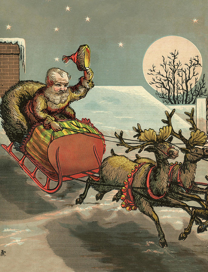 Christmas Digital Art - Flying Cheriots of Santa by Long Shot
