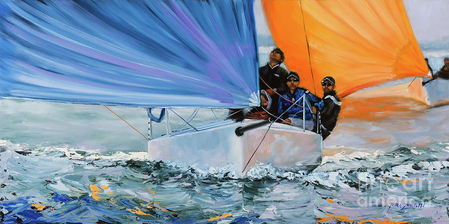 Sports Painting - Flying Colors Two by Laura Lee Zanghetti