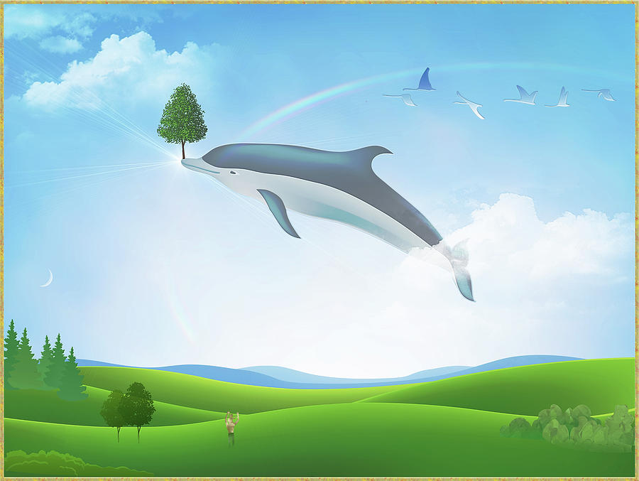 Flying Dolphin Digital Art by Harald Dastis