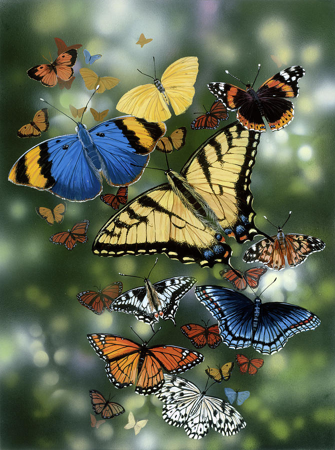 Butterfly Painting - Flying Flowers by William Vanderdasson