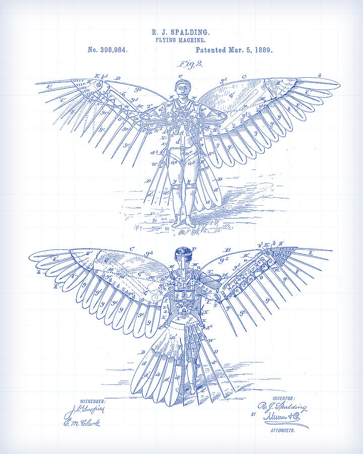 Flying Machine Patent Digital Art by Gary Grayson