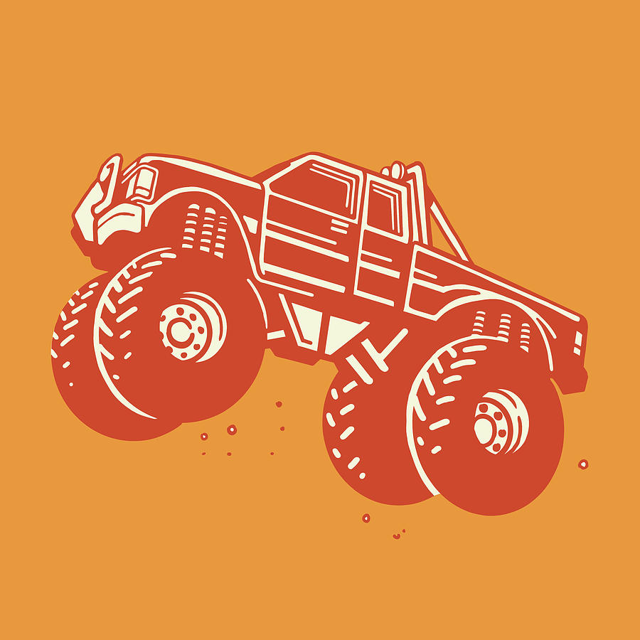 Transportation Drawing - Flying Monster Truck by CSA Images