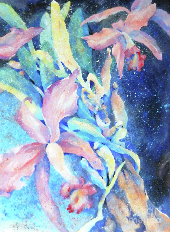 Nature Painting - Flying Orchids by Sharon Nelson-Bianco