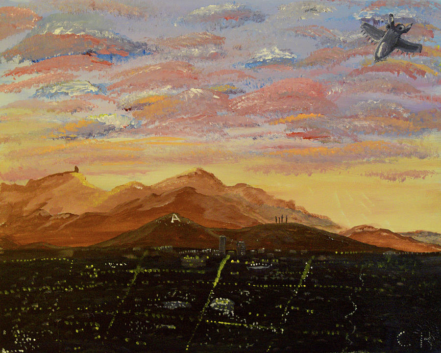 Flying over Tucson Painting by Chance Kafka