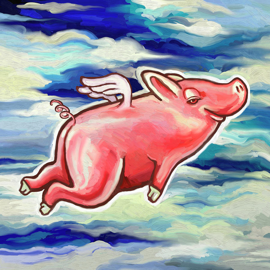 Animal Digital Art - Flying Pig by Howie Green
