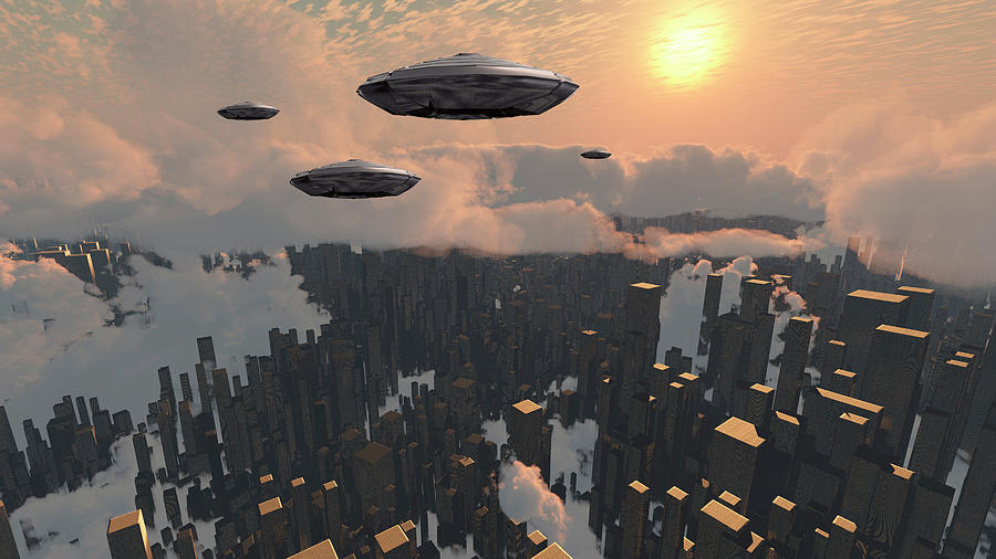Flying Saucers Over Futuristic Photograph by Bruce Rolff