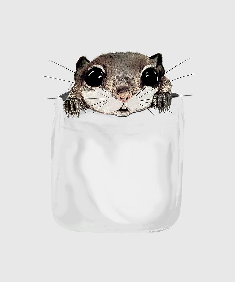 Flying Squirrel In My Pocket White Drawing By Trinket S Legacy