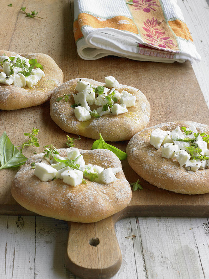 Focaccia With Feta, Basil And Thyme Photograph by Barbara Lutterbeck