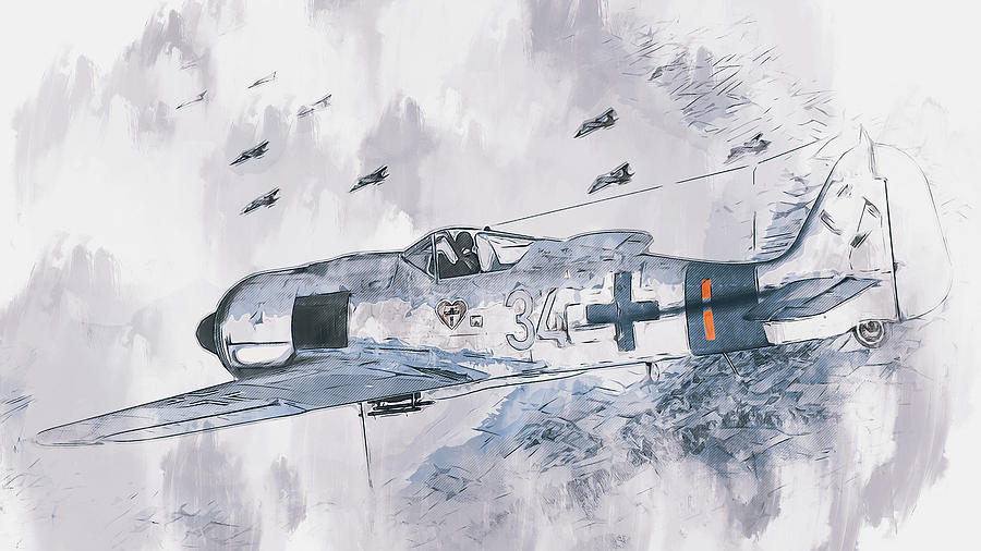 Focke-Wulf Fw 190 - 03 Painting by AM FineArtPrints