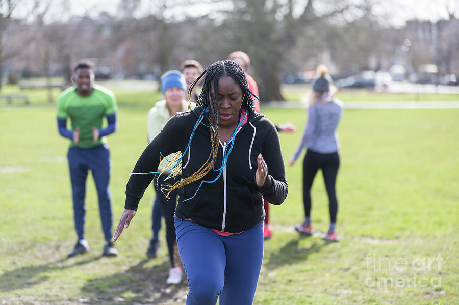 Agility Photograph - Focused Woman Doing Speed Ladder Drill In Park by Caia Image/science Photo Library Agility Photograph - Focused Woman Doing Speed Ladder Drill In Park by Caia Image/science Photo Library