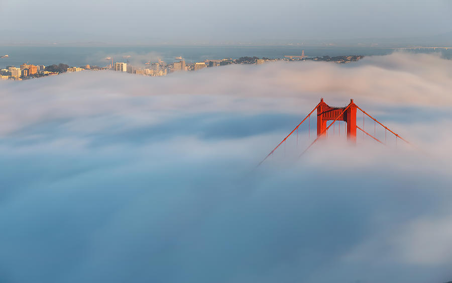 Fog Over Golden Gate Bridge Photograph by Ling Zhang