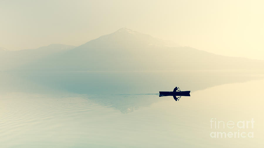 Sunrise Photograph - Fog Over The Lake Silhouette by Maryna Patzen Sunrise Photograph - Fog Over The Lake Silhouette by Maryna Patzen