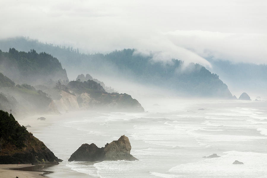 Fog Shrouded View Of Rocky Coastline Photograph by Win-initiative Fog Shrouded View Of Rocky Coastline Photograph by Win-initiative
