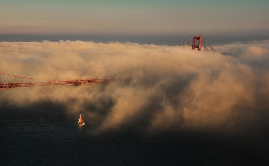 San Francisco Photograph - Fog Surfing by Aidong Ning