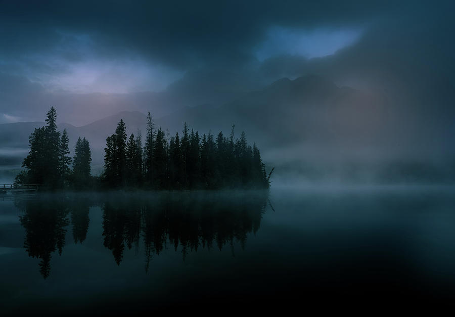 Foggy Blue Hour On Pyramid Lake Photograph by Dan Sproul