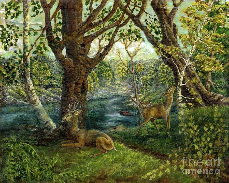 Foggy Day Deer In An English Wood Painting