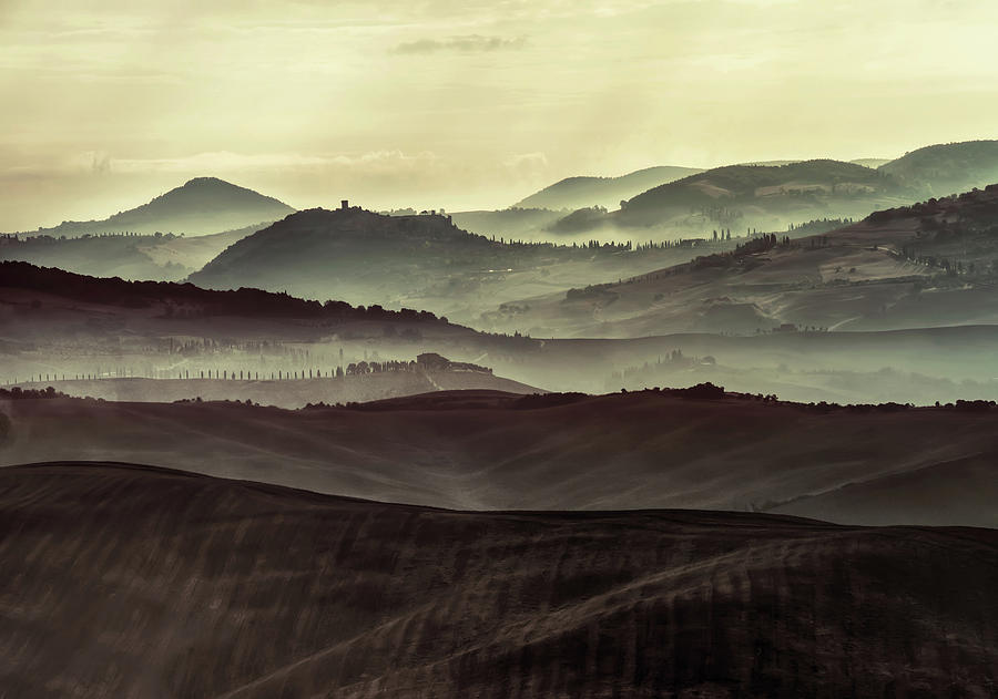 Foggy early morning in Toscany Photograph by Jaroslaw Blaminsky