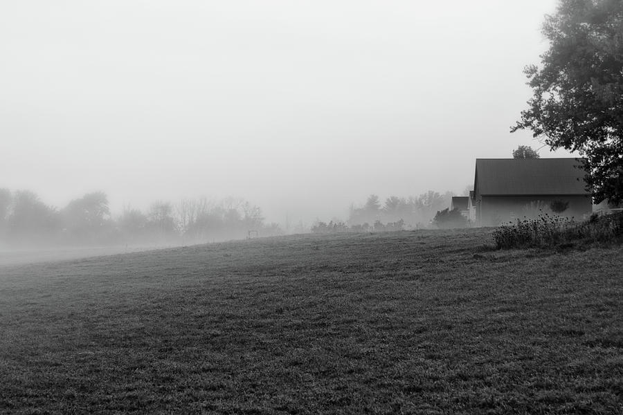 Foggy Farm black and White Photograph by David Pratt