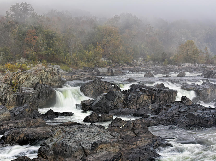 Nature Photograph - Foggy Great Falls by Francis Sullivan