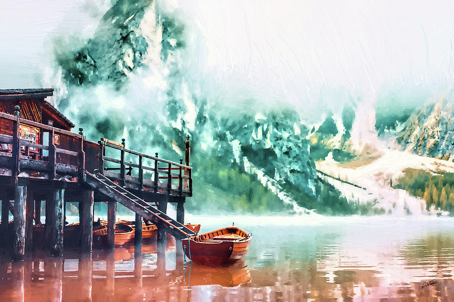 Foggy Morning at Lago Di Braies Italy - DWP1721011 Painting by Dean Wittle