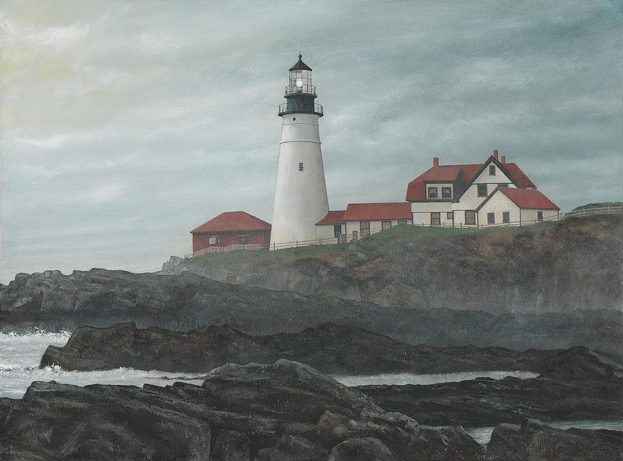 Maine Painting - Foggy Morning At Portland by David Knowlton Maine Painting - Foggy Morning At Portland by David Knowlton