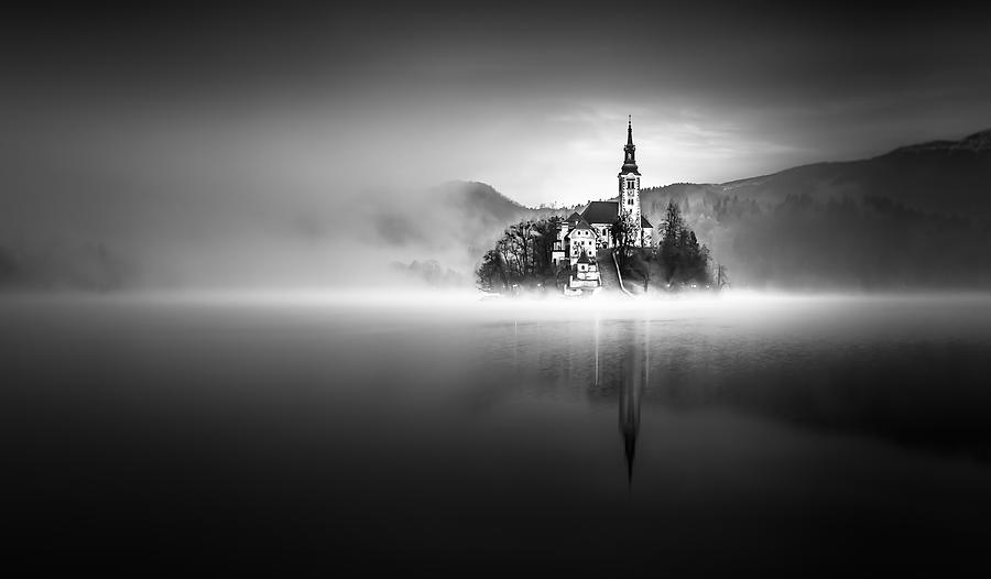 Bled Photograph - Foggy Morning On The Lake by Sandi Bertoncelj
