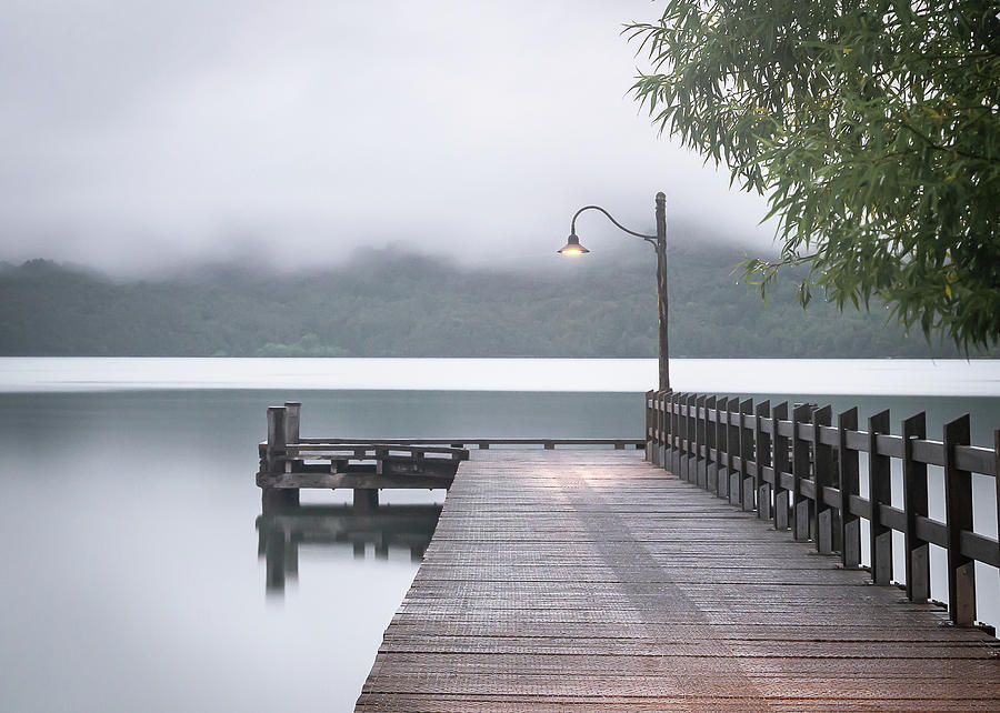 Foggy Morning On Wharf In Glenorchy New Zealand Photograph by Peter Kolejak