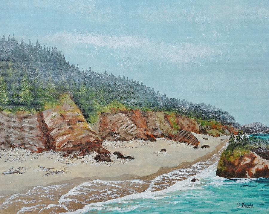 Tree Painting - Foggy Oregon Coast by Katherine Young-Beck