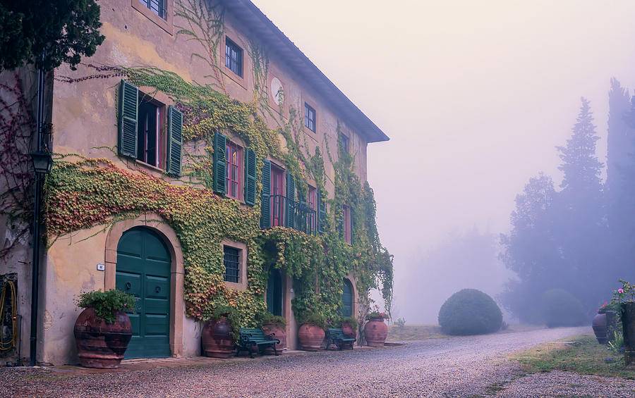 Foggy Villa Pozzolo Tuscany Italy II Photograph