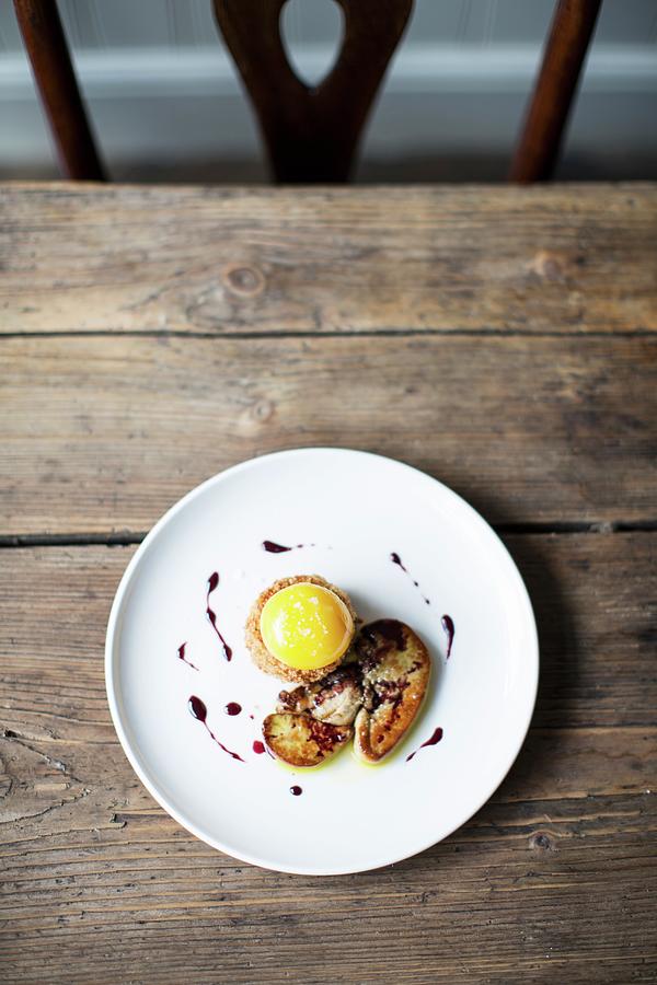 Fois Gras, Apple Pie And A Duck Egg Photograph by Helen Cathcart