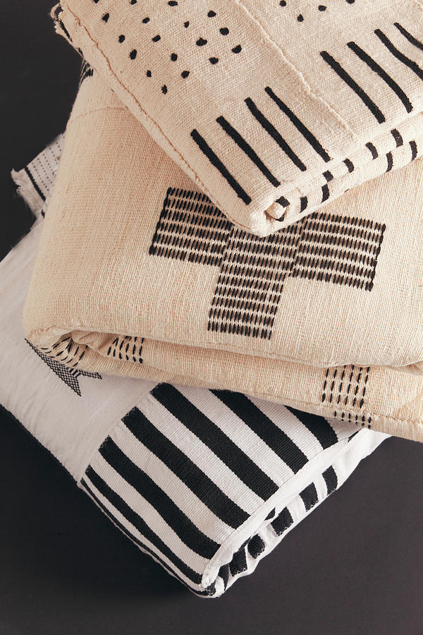 Folded Blankets With Graphic Black And White Patterns Photograph by Great Stock!