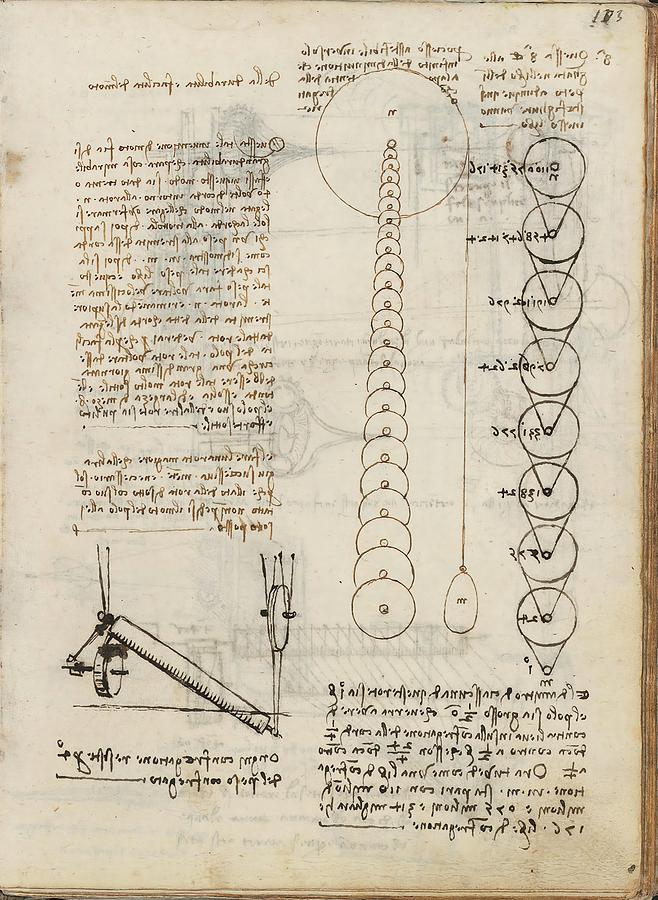 Folio f 103r. Codex Madrid I -Ms. 8937- Treaty of statics and mechanics, 192 folios with 384 pa... Drawing by Album