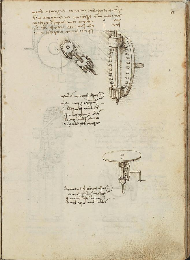 Folio f 17r. Codex Madrid I -Ms. 8937- Treaty of statics and mechanics, 192 folios with 384 pag... Drawing by Album