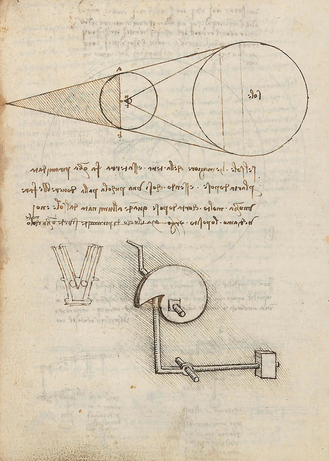 Folio f 6v. Codex Madrid I -Ms. 8937- Treaty of statics and mechanics, 192 folios with 384 page... Drawing by Album