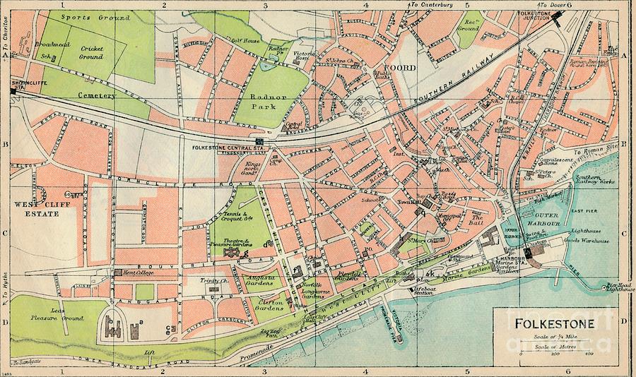 Map Drawing - Folkestone by Print Collector