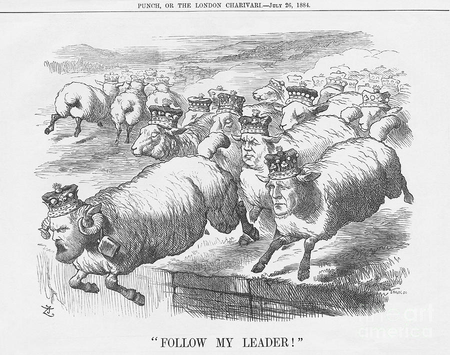 Follow My Leader, 1884. Artist Joseph Drawing by Print Collector