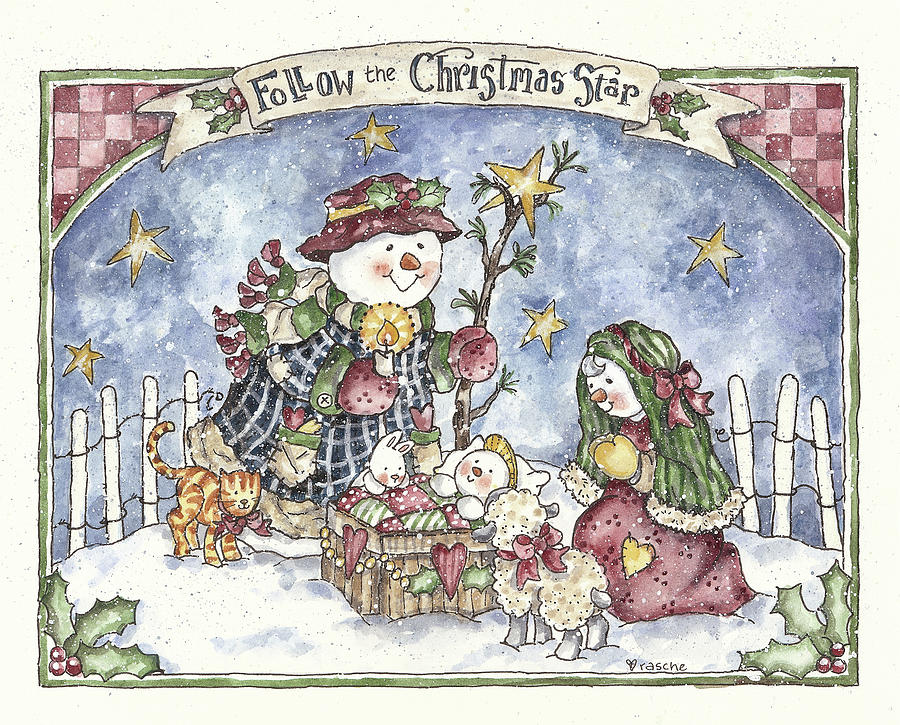 Follow The Christmas Star Painting by Shelly Rasche
