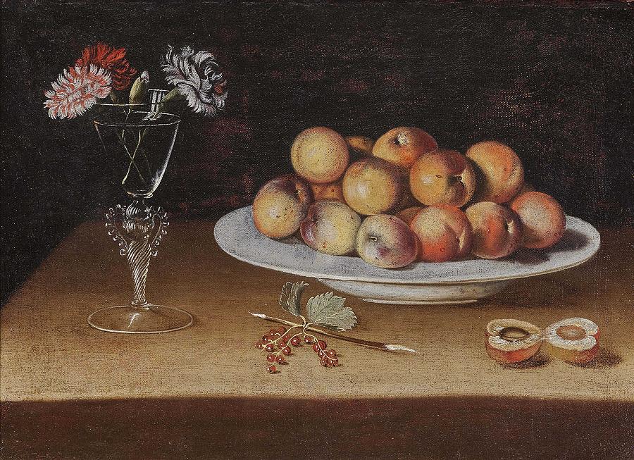 Spring Painting -  Follower of  ZURBARAN, JUAN DE Still Life with Peaches and Carnations by Celestial Images