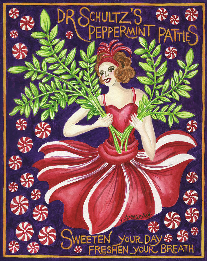 Candy Painting - Food Label Peppermints by Andrea Strongwater