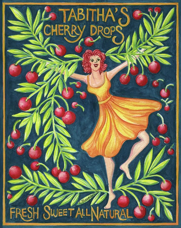 Candy Painting - Food Labels Cherry Drops by Andrea Strongwater