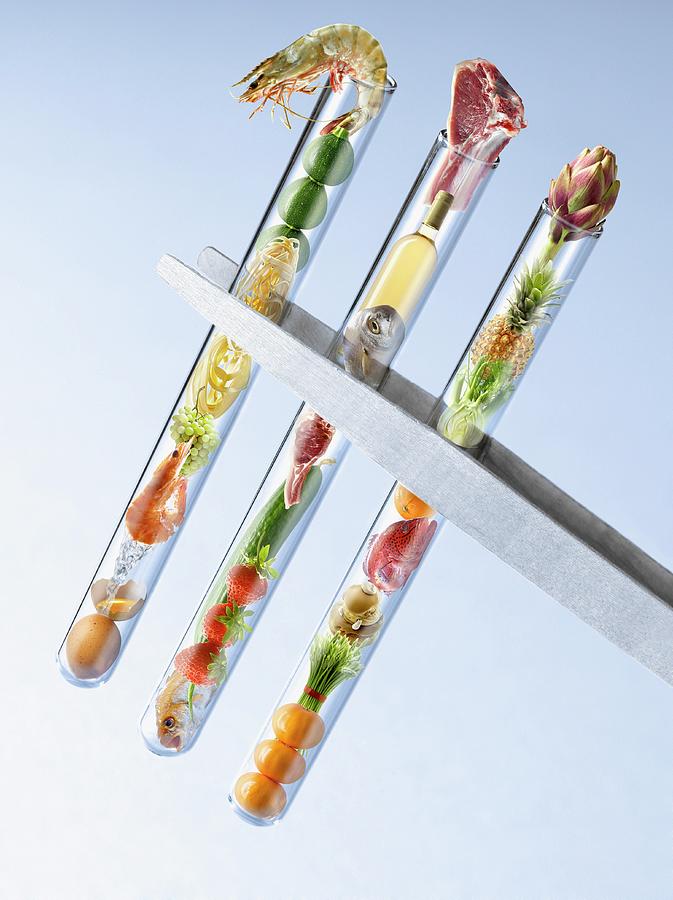 Food Products In Test Tubes Photograph by Studio