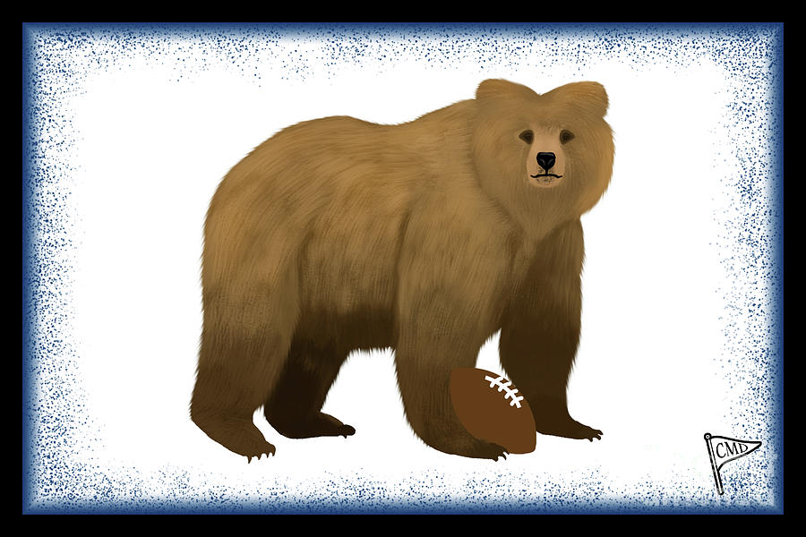 Football Digital Art - Football Bear Blue by College Mascot Designs