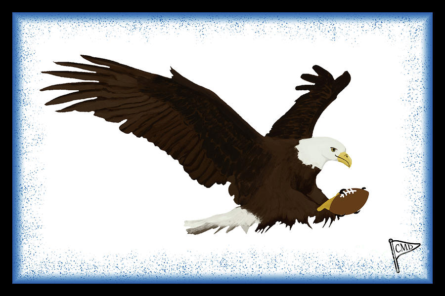 Football Digital Art - Football Eagle Blue by College Mascot Designs