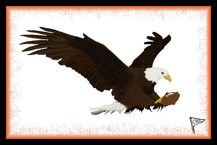 Football Digital Art - Football Eagle Orange by College Mascot Designs